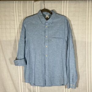 H&M Heathered Sky Blue Long-Sleeve Button-Down Shirt